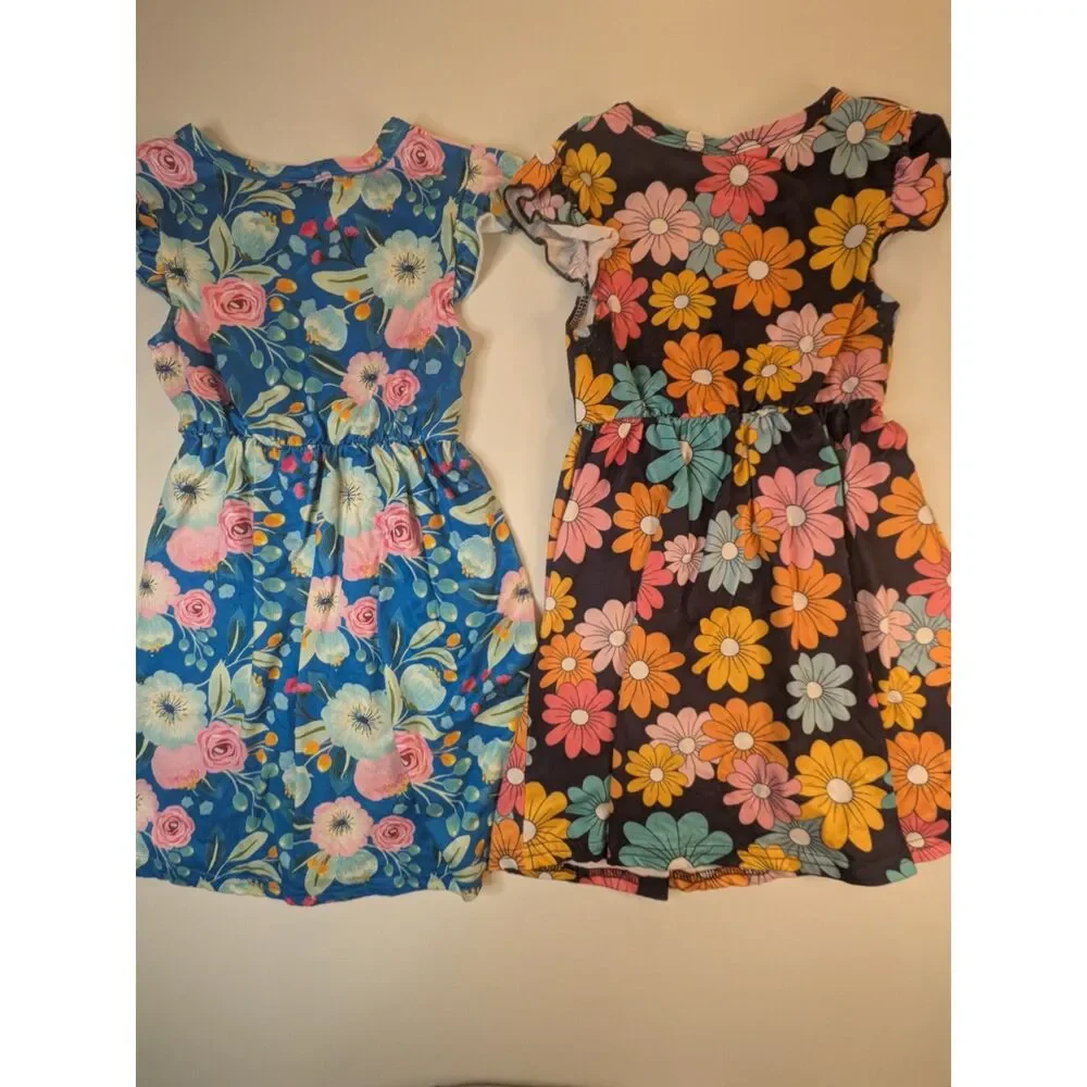 Girls size 5 floral dress bundle 2 pack flutter sleeve dresses